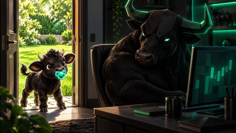 Grass misunderstanding — fictional black calf and bull meme